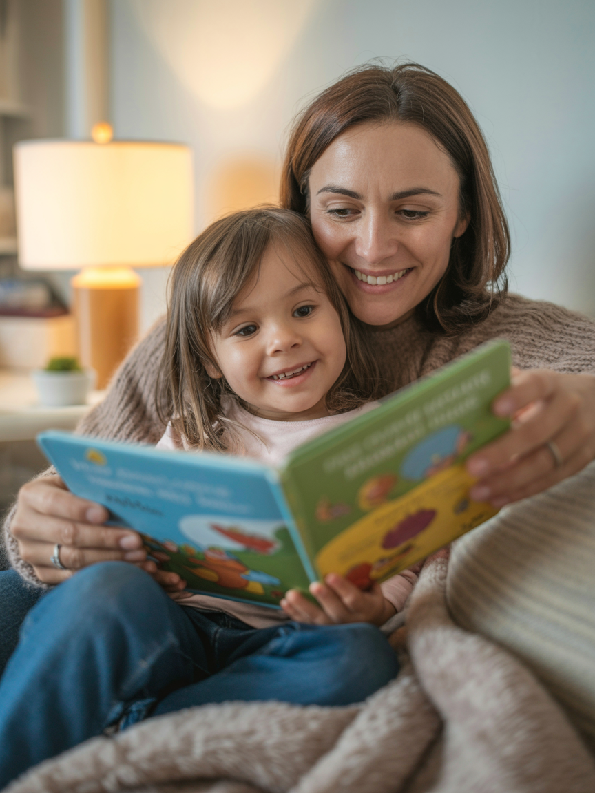 Sarah M. reading with her children